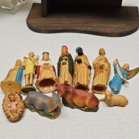 Vintage Hong Kong Nativity Set Baby Jesus Animals Wise Men Mary Angel Hong Kong - Picture 7 of 16
